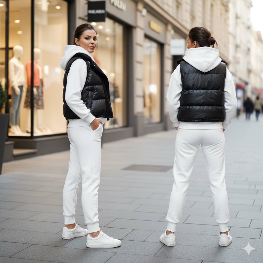 Stoff: Importierter 3-Faden-Fleece-gefütterter 3-teiliger Sportanzug