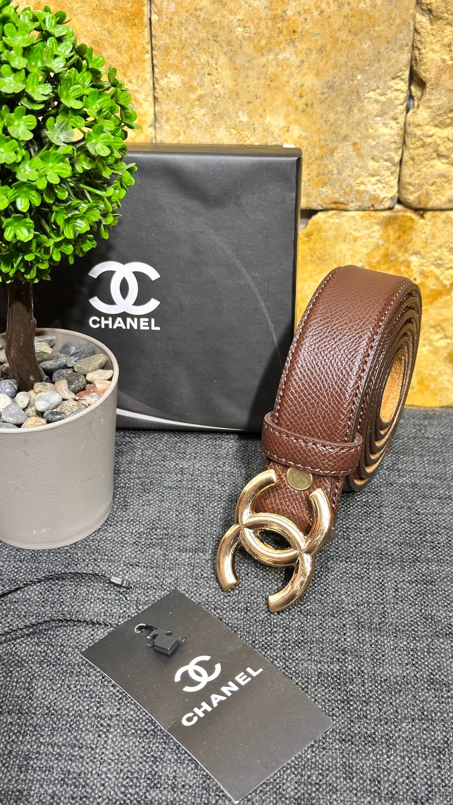 CHNL Ledergürtel - BRAUN
