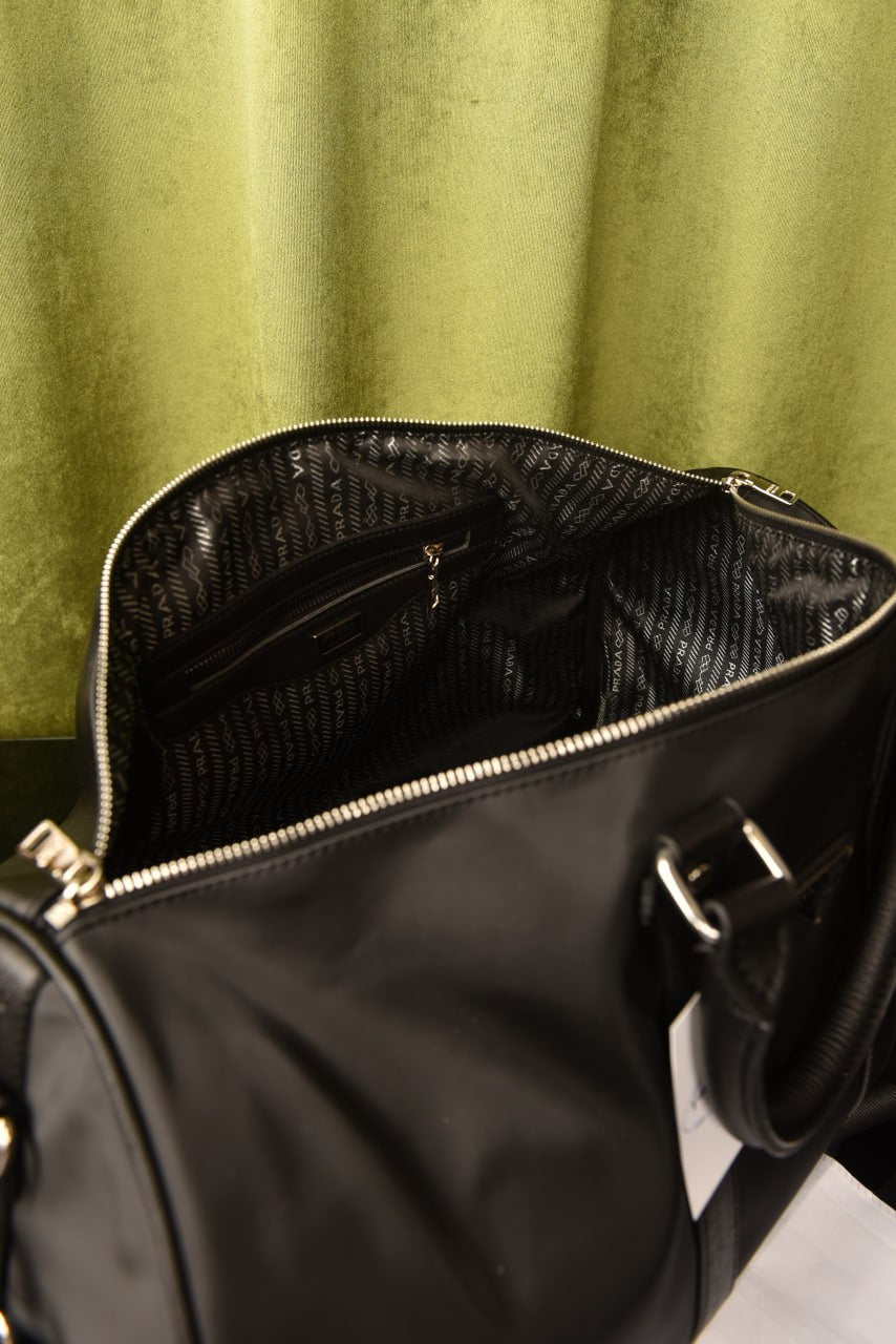 '- Duffel Bag aus Re-Nylon und gebürstetem Leder