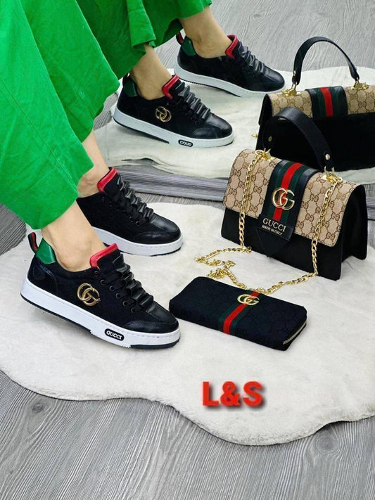 Tasche, Schuhe und Geldbörse