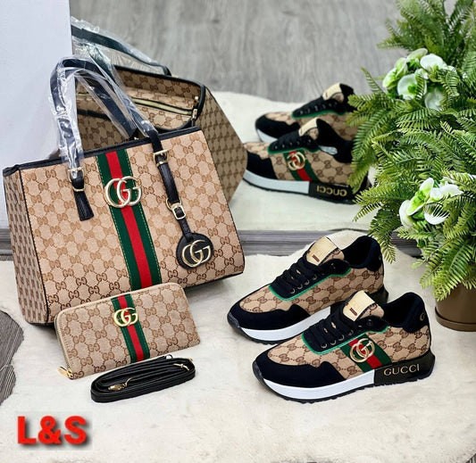 Tasche, Schuhe und Geldbörse